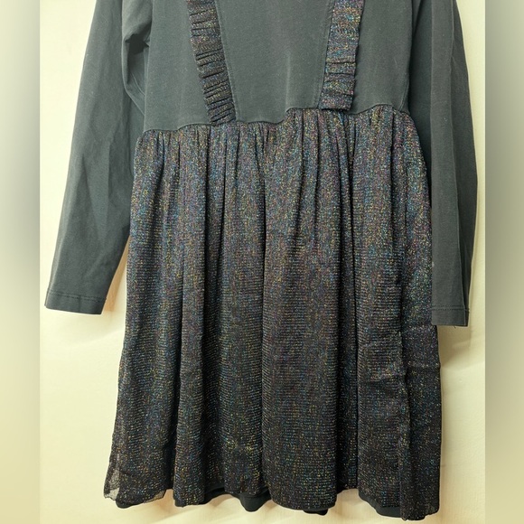 Hanna Andersson Black Multicolor Shimmer Iridescent Long Sleeve Dress Size US 5 - Picture 7 of 14